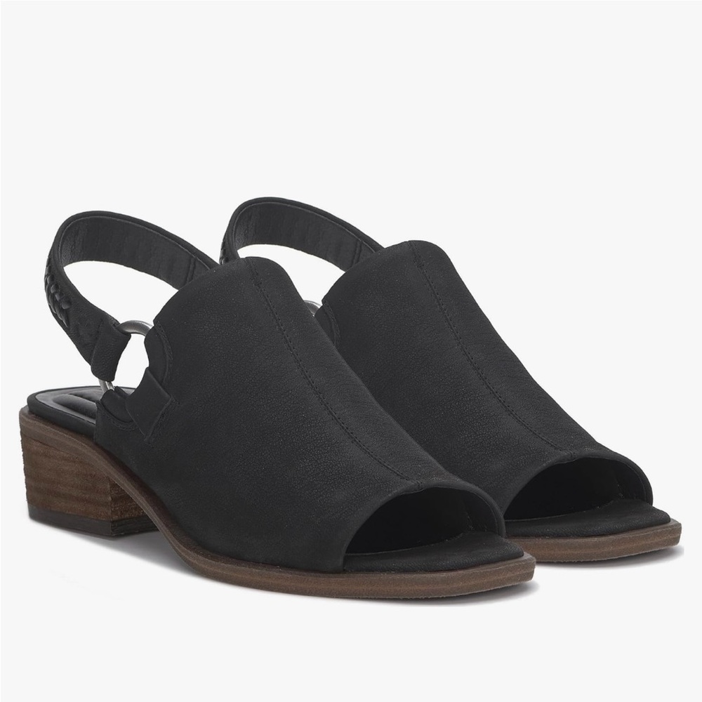 Lucky Brand Black Suede Open-Toe Slingback Sandals